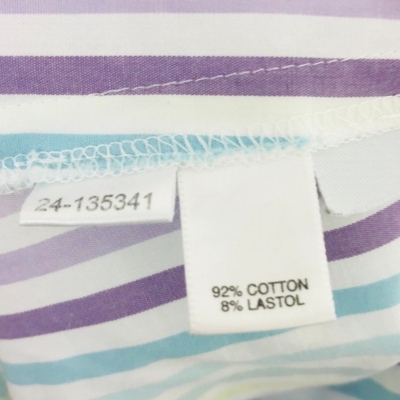Ann Taylor Women's Sz 4 Stripe Shirt Purple White - Picture 7 of 7